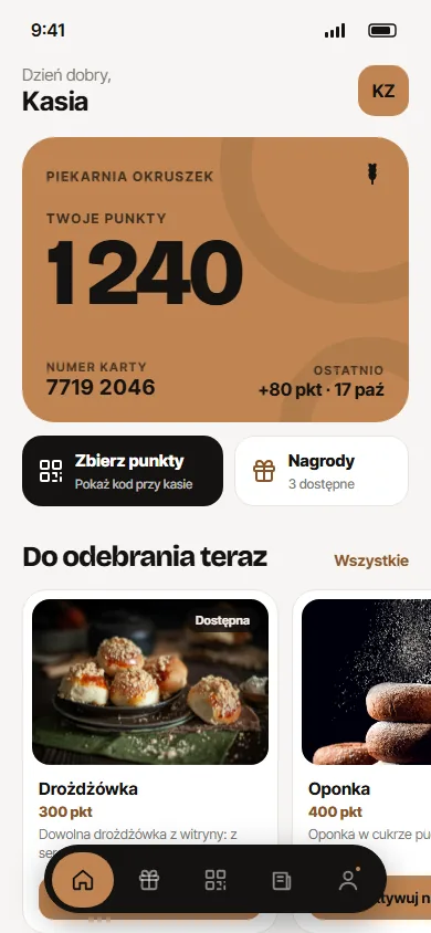 Aplikacja w kolorystyce: Karmel · jasny