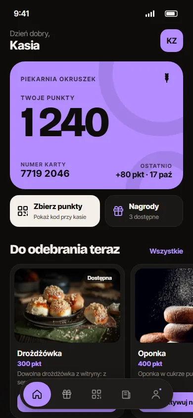 Aplikacja w kolorystyce: Fiolet · ciemny