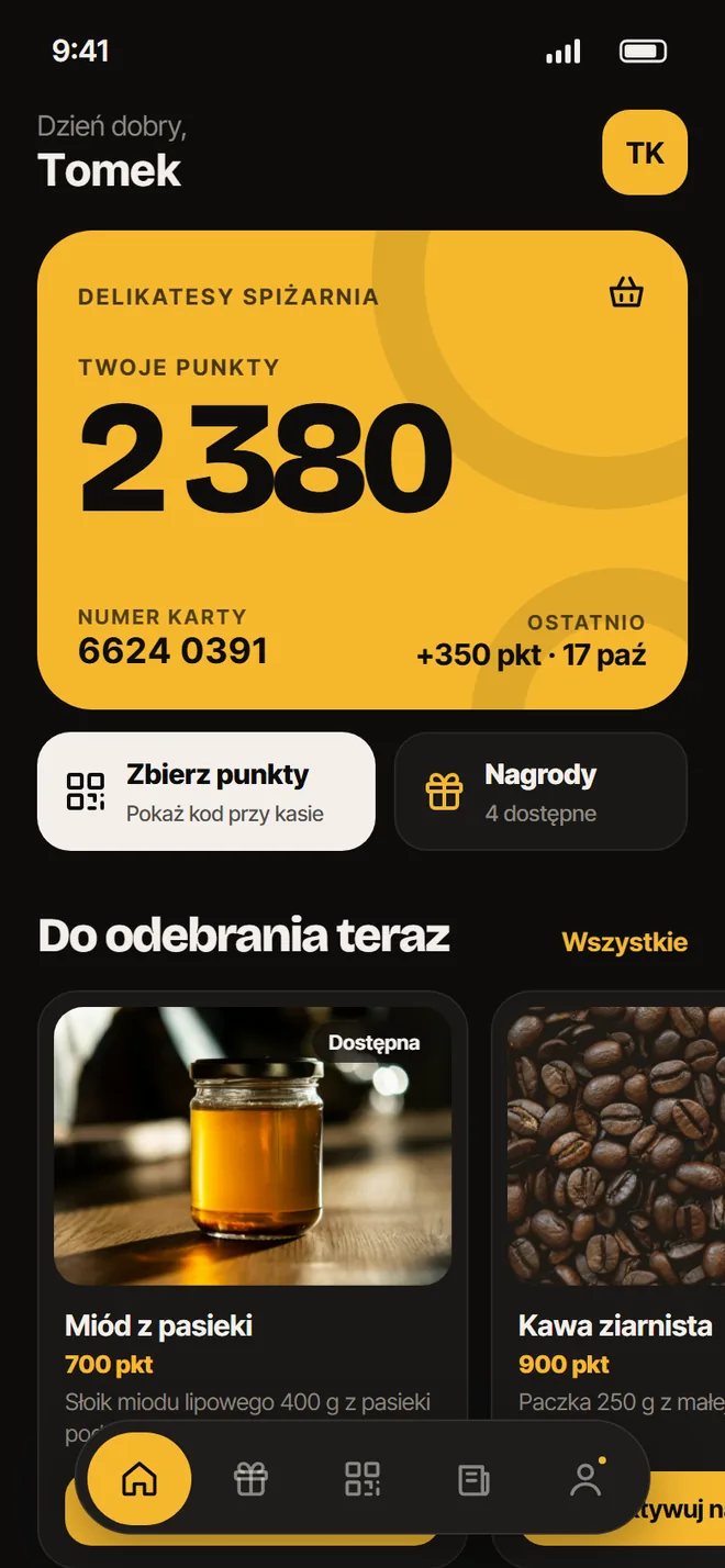 Aplikacja w kolorystyce: Żółty · ciemny