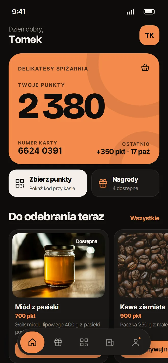 Aplikacja w kolorystyce: Pomarańcz · ciemny