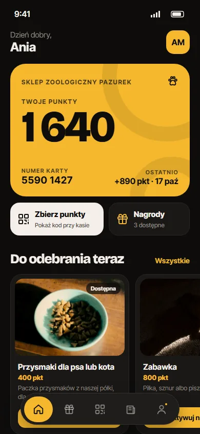 Aplikacja w kolorystyce: Żółty · ciemny