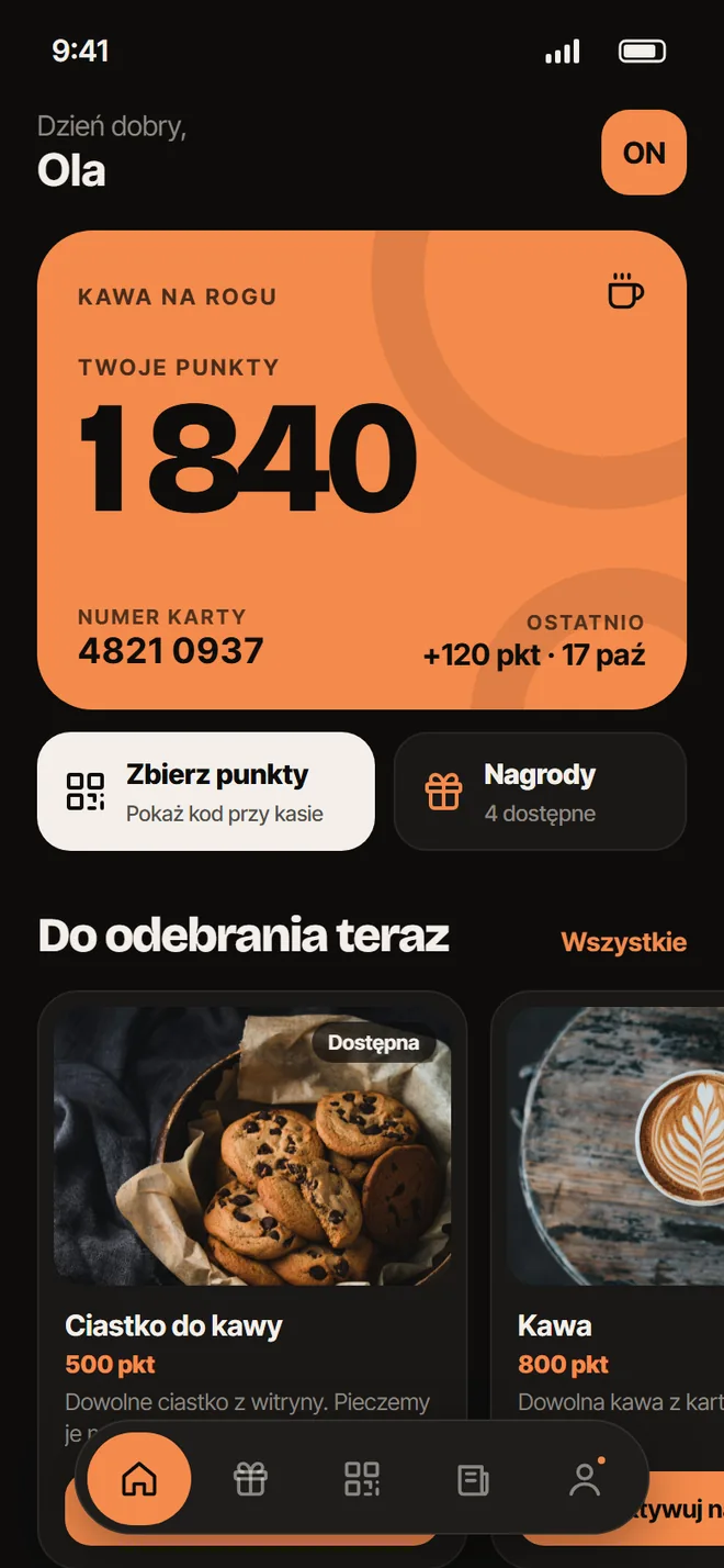 Aplikacja w kolorystyce: Pomarańcz · ciemny