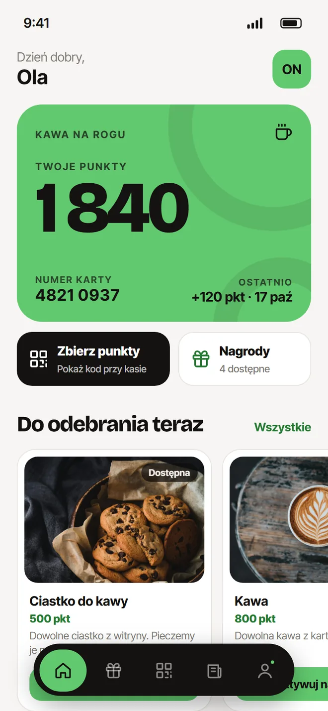 Aplikacja w kolorystyce: Zieleń · jasny